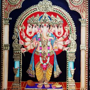 Sri Pancha Mukha Ganesh – Traditional Tanjore Painting